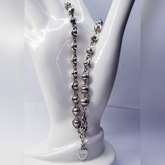 Sterling Silver Captive Beaded Anklet 10" Long. - Picture 4 of 4